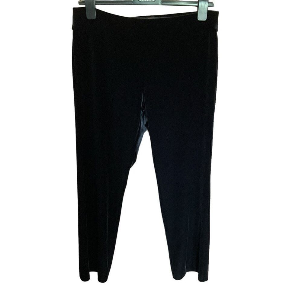 Krazy Larry Pants Black Velvet Flat Front Pull on Elastic Waist Band Size 14